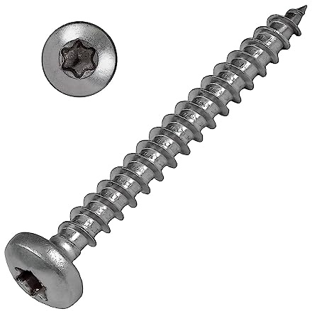 SCREW REBEL Rundkopf Holzschraube Edelstahl A2-3,0 x 20 mm, 500 Stück Vollgewinde mit ETA Zulassung, TX10 - Linsenkopf V2A