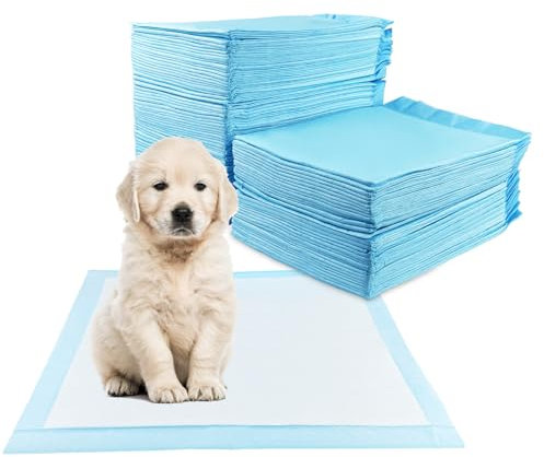 Fousenuk 100 Pièces Tapis Absorbant Chien, 60X60cm Alaise Jetable Alèse Pipi Propreté Educateur Chien Animaux, Aleze Impermeable, Pee Pad Apprentissage la Propreté Anti-Fuite Résistante