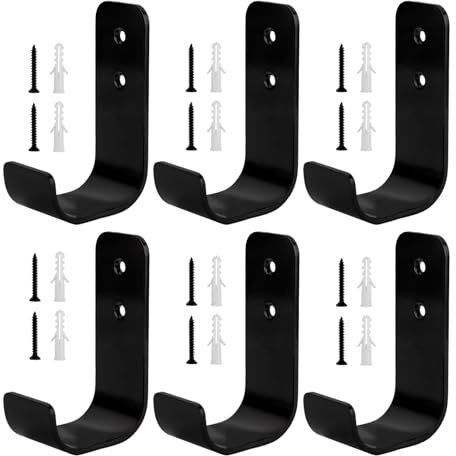YITYDaMai 6 unidades de Ganchos de Pared Pesados para Atornillar, J Ganchos, Ganchos de Garaje, Ganchos Universales, Soporte de Pared de Montaje, Ganchos para Colgar en Garaje para Herramientas