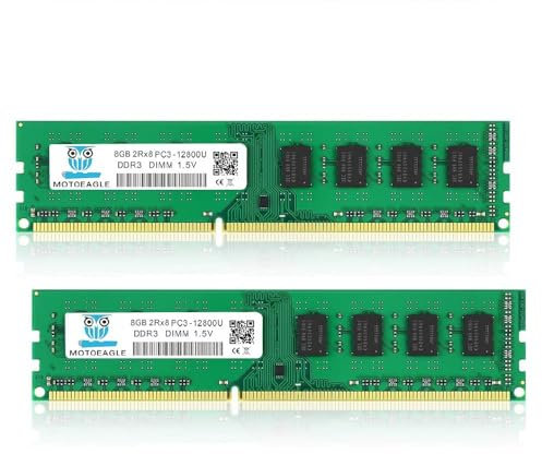 16GB (2X8GB) PC3-12800U DDR3-1600 UDIMM 2Rx8 DIMM RAM DDR3 8GB 1600MHz SDRAM 240-Pin 1.5V CL11 Non-ECC Desktop PC Memory Kit