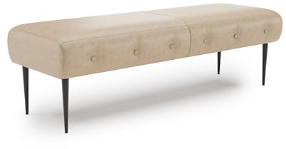 CAVADORE Sitzbank Amba, Trendige Polsterbank 2,5-sitzig für Küche, Esszimmer oder Wohnküche / Küchenbank passend zum 2,5-Sitzer Amba / 139 x 52 x 54 / Hochwertiges Mikrofaser: Beige