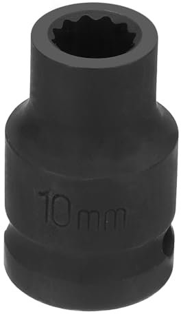 sourcing map 12-Point Impact Socket 1/2 Inch Drive 10mm Metric Cr-V Shallow Impact Socket Nut Driver Wrench for Auto Repair