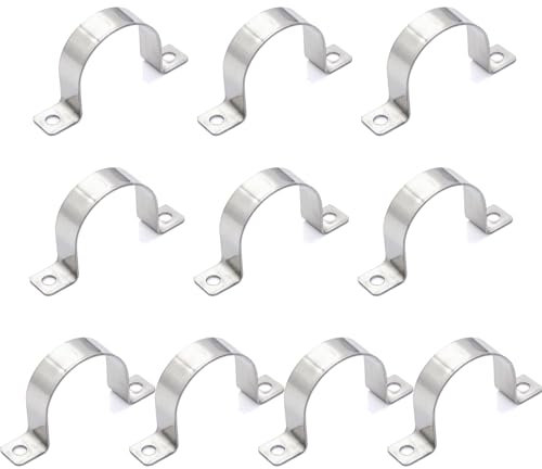 Alriedy 10 Stück U-Rohrschellen,40 mm,Zweiloch Rohrschelle,Edelstahl Rohrschelle,U-Schelle für Pipeline, Elektroleitung & Leerrohre