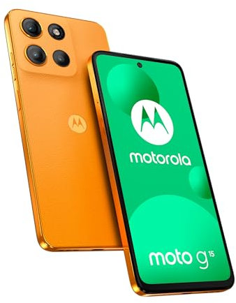 Moto g15 128 Go, Smartphone debloqué, écran 6,72, Appareil Photo 50 MP, Batterie Haute capacité 5200 mAh, Orange Mandarine, Coque de Protection et câble USB C Inclus