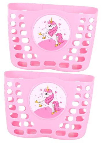 Mipcase 2 Pièces Panier de Rangement Porte-Bagages Panier vélo Fille croiseur paniers vélo Panier vélo arrière Sacoche vélo Sonnette Enfants Panier de Scooter vélos Panier vélo Enfant Rose