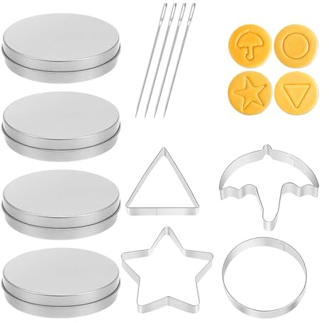 AYNKH Lot de 12 Outils Pour Bonbons Sucre Coréens, Emporte-Pièces en Acier Inoxydable Pour Moule Biscuits, Moules à Sucre en Forme de Parapluie Triangle Étoile Rond Pour la les jeux de Biscuits