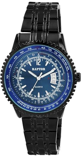 Raptor Damen Armbanduhr Analog in Schwarz, Gesamtlänge 23.5 cm, Edelstahlarmband – 3 ATM
