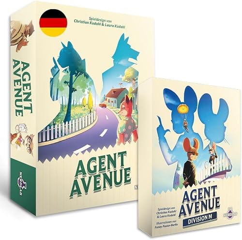 Nerdlab Games Agent Avenue + Agent Avenue Division M – Brettspiel Bundle Set Komplettset mit Division M Erweiterung, Kartenspiel für 2-4 Spieler, ab 8 Jahren, 10-15 Minuten Spielzeit (German/Deutsch)