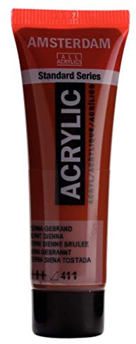 Amsterdam Standard Series Acrylic Paint Tube 20 ml Terre de Sienne brûlée 411 - Semi-Transparent, grande résistance à la lumière, viscosité moyenne, inodore, film durable, polyvalent pour les artistes