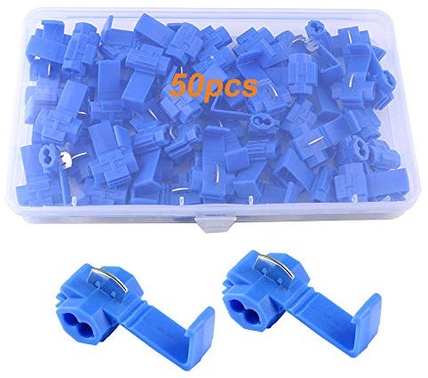 QitinDasen 50Pcs Rapida Giunzione Cavi Connettori, Terminali Crimpare Isolati, Capicorda Elettrici Connettori Rapidi, Connettore Derivazione, Rubacorrente (Blu)