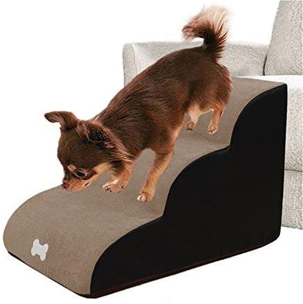 Hundetreppen/Treppen für hohe Betten, 3 Stufen Leiter Haustiertreppe für Schlafsofa Hundetreppe mit Plüschbezug, Farbe wählbar bis zu 121 lb.
