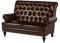 MASSIVMOEBEL24.DE | Chesterfield Sofa 2-Sitzer aus Echtleder #106 | aus echtem Büffel-Leder - Braun | 140x84x94 cm | mit Nieten | Couch Polstercouch 2er Sitzer