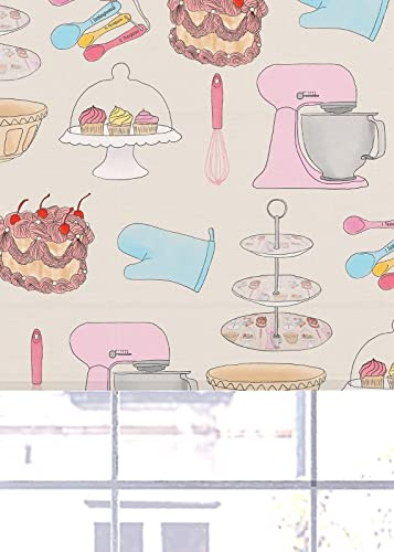 Lister Cartwright Roller Blind Blackout Baking Items Kitchen Blind Easy Fit (180 cm Width x 140 cm Drop)