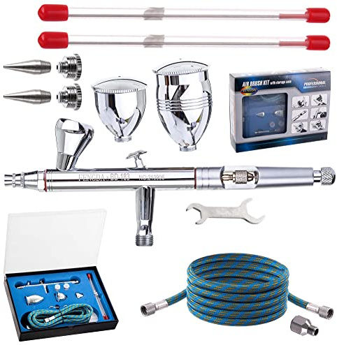 TC TECHNIC Set Spritzpistole Airbrush Pistole FENGDA Düsen 0,3+0,5+0,8mm Double-Action