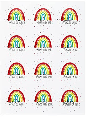 120 Stk 4cm Schön dass du da bist Sticker Regenbogen, Kindergeburtstag Party Aufkleber Rund Selbstklebend Hochzeit Deko für Geburtstag Taufe Kommunion Konfirmation (Regenbogen)