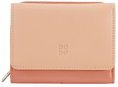 DUDU Petit Portefeuille RFID pour Femme en Cuir Multicolore Colorful Rose poudré