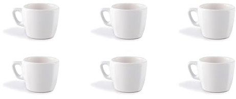 Excelsa Eclipse Lot de 6 tasses à café blanches en céramique Stoneware, capacité 70 ml.