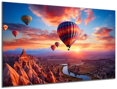 DARO Design - Wand-Bild auf 6mm HDF 40x30cm Ballons im Abendrot Kappadokien - Wand-Deko Bilder Geschenk
