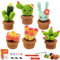 TOATELU Kit de Crochet pour Débutants - 6 Crochets pour Pot de Fleurs de Cactus - Avec Fil, Sac et Instructions (Français Non Garanti) - Kit Complet