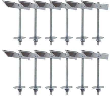12 tacos basculantes de acero al carbono galvanizado, M6 x 100 mm, tacos plegables para colgar objetos pesados en paneles de yeso para tablas de cortina, paneles de yeso, ladrillos de hormigón, techo