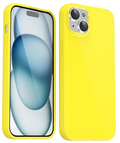 Svanove per iPhone 15 Plus Custodia in Silicone, Guscio Sottile Tinta Unita Liscio Gomma Gel di Originale, Morbido TPU Guscio Ultrasottile Antiurto Custodia Protettiva, Giallo