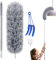 Microfiber Feather Duster, Extendable Duster with Extension Pole 30-100 Inch for Cleaning Ceiling Fan, Long Handled Duster and Blind Cleaner for Cleaning Blinds, Furniture Cars