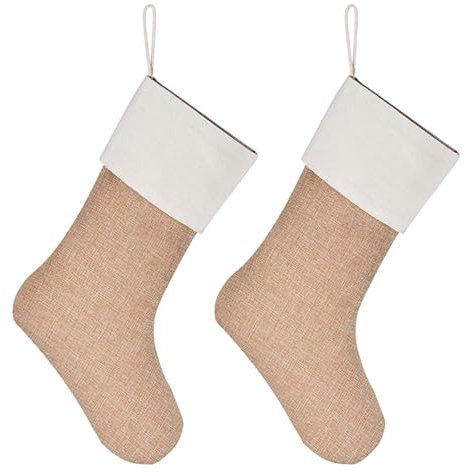 2 calcetines de Navidad de arpillera