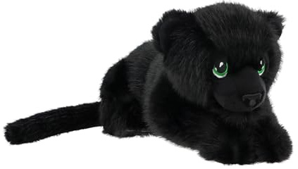 Keeleco Plüschtier, schwarzer Panther, 35 cm, groß, weich und umweltfreundlich – 100 % recyceltes Material – langlebiges und waschbares Spielzeug – Geschenk für Kinder – Plüschtier Wildtiere, Schwarz