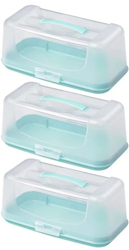 UNIQUE HOME LIVING 3pcs Cake Carrier with Handle, Portable Rectangular Cake Container for 12 Inch Cakes, BPA-Free Plastic Storage Box for Cakes, Pies, Cupcakes, Desserts, Loafs, Secure Locking Lid