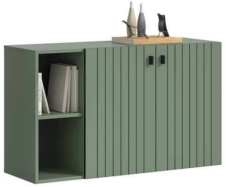 xonox.home – Sitzbank Station 106x63x37 cm in Smoke Green Nachbildung – Schuhbank mit viel Stauraum und zusätzlichem Sitzplatz im modernen Flur – elegant & bequem
