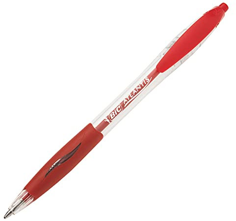 BIC 887133 Druckkugelschreiber Atlantis Classic (0.32 mm, Schachtel à 12 Stück) rot