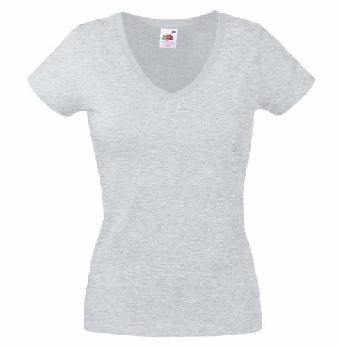 Fruit of The Loom Ladies Lady-Fit Valueweight V-Neck Short Sleeve T-Shirt (M) (Heather Grey)