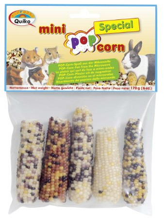 Quiko Mini Pop Corn Special, 4er Pack (4 x 170 g) | Naturbelassene Maiskolben mit Mineralstoffen für Nager