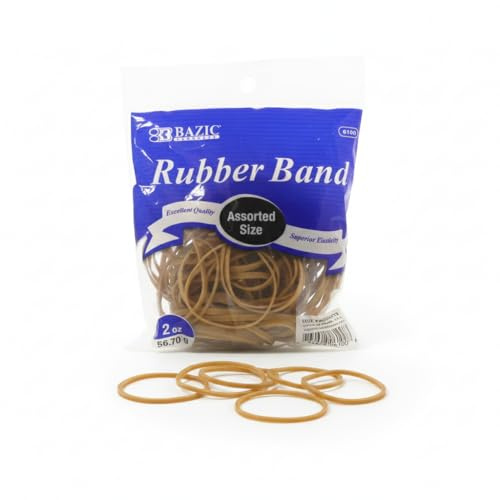 BAZIC Rubber Bands, Assorted Size 2 Oz./ 56.70 g, Made in USA Elastic Stretchable Bands for Bank Paper Bills Money Dollars File Folders, 1-Pack