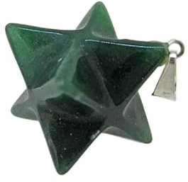 Vives Cortada Colgante Merkaba en Cuarzo Verde, Adulto, Unisex, Collar, Verde, Cuarzo, 15 mm, 8 g, Aventurina, Pulido, Bohemio, Cumpleaños, Sin Sello, 1 Unidad