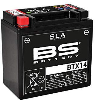 Batteria moto SLA BS Battery 300681 BTX14 AGM, Nero