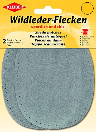 Kleiber 12 x 10 cm Ovale Flicken aus Velours-Leder, 1 Paar, grau