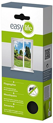 easy life Fliegengitter für Fenster 3,00 x 1,50 m anthrazit durchsichtig - perfekter Schutz vor Insekten