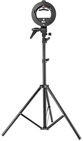 Neewer Studio Photography S-Type Speedlite Bracket Holder with Bowens Mount and 75 inches/190 Centimeters Adjustable Light Stand for Flash Snoot Softbox Beauty Dish Reflector Umbrella