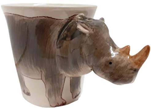 Nashorn Tasse/Becher Tier 3d Keramik Geschenk für Tierfreunde Nashorn