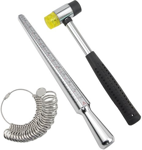 TOVOT 29 Pcs 3 in 1 Multifunktions-Circle Modelle Jewelry Werkzeug-Set für Schmuckherstellung Messung Ringmaß Dorn und Juweliere Gummi Hammer