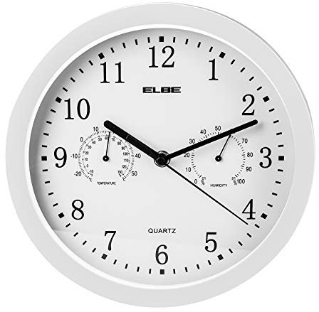 Elbe RELOJ PARED ANALOGICO BLANCO 25CM TEMP/HUMEDAD