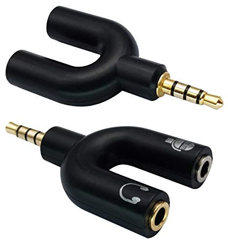 AAOTOKK Adaptateur Splitter Y pour Casque 3,5 mm Plaqué Or 4 Pôles 3,5 mm Mâle à 3,5 mm Microphone pour Casque (MIC) Fiches Femelles Convertisseur Audio stéréo (2 Pack)