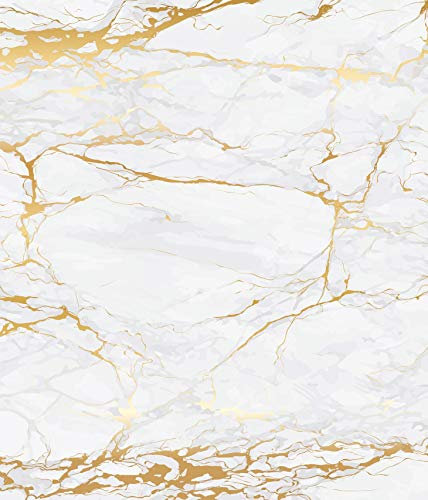 WENKO Glasrückwand Marmor Gold 60 x 70 cm - Spritzschutz, Gehärtetes Glas, 60 x 70 cm, Weiß