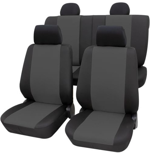 PETEX Auto Sitzbezüge Universal Komplett Set 11-teilig - Samos grau, Eco Class mit SAB 1 Vario
