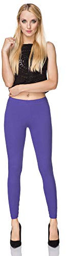 SOFTSAIL Leggings Lunghi per Donne in Cotone Pantaloni da Jogging Leggings Sportivi Vita Media Morbidi e Elastici Taglie Comode, Viola L