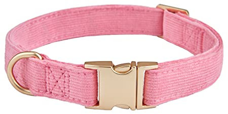 YUDOTE Collare per cani ultra morbido in velluto a coste di cotone naturale realizzato per cani di piccola taglia con pelle sensibile, rosa