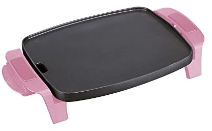 Jata JEGR5522 Plancha de Asar, Antiadherente, Resistente al rayado, 1000W, Medidas 28 x 22 cm, Fabricada en España, Fácil limpieza, Bandeja recogesalsas, Fines solidarios contra el Cáncer de Mama