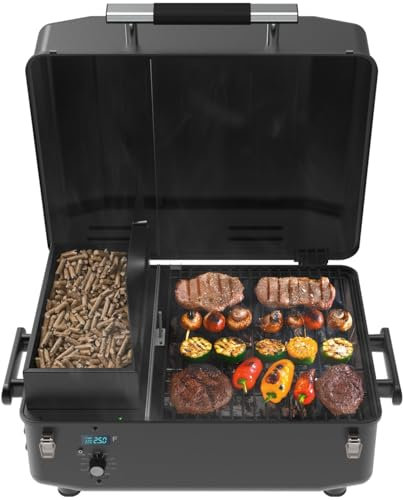 Z GRILLS Tragbarer Holzpellet-Grill & Smoker, 200 A, Tisch-Holzpellet-Räucher mit PID V2.0 Controller, Fleischsonden, 202 m² Kochbereich, passend für Wohnmobile, Roadtrips und Wohnungen