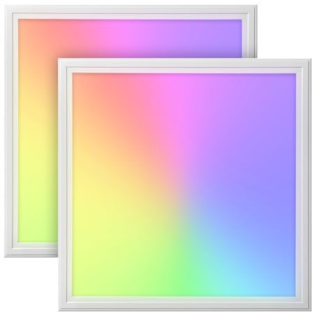 2x LED Panel 62x62cm 2800-6500K 4200lm RGB+CCT Farbsteuerung & dimmbar über Fernbedienung Einbau Rasterleuchte Einlegeleuchte Deckenleuchte Odenwalddecke OWA 620x620x12mm